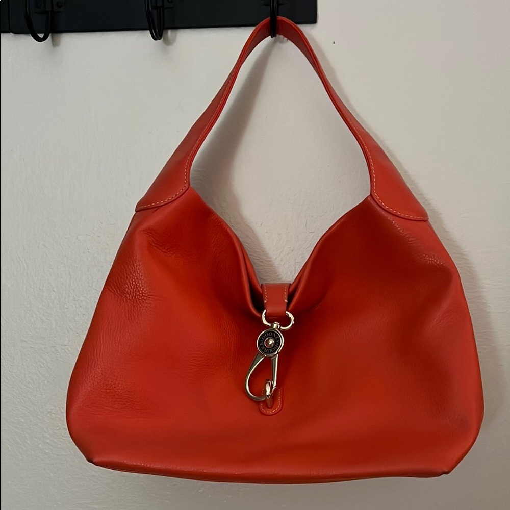 Elegant Red Leather Hobo Bag